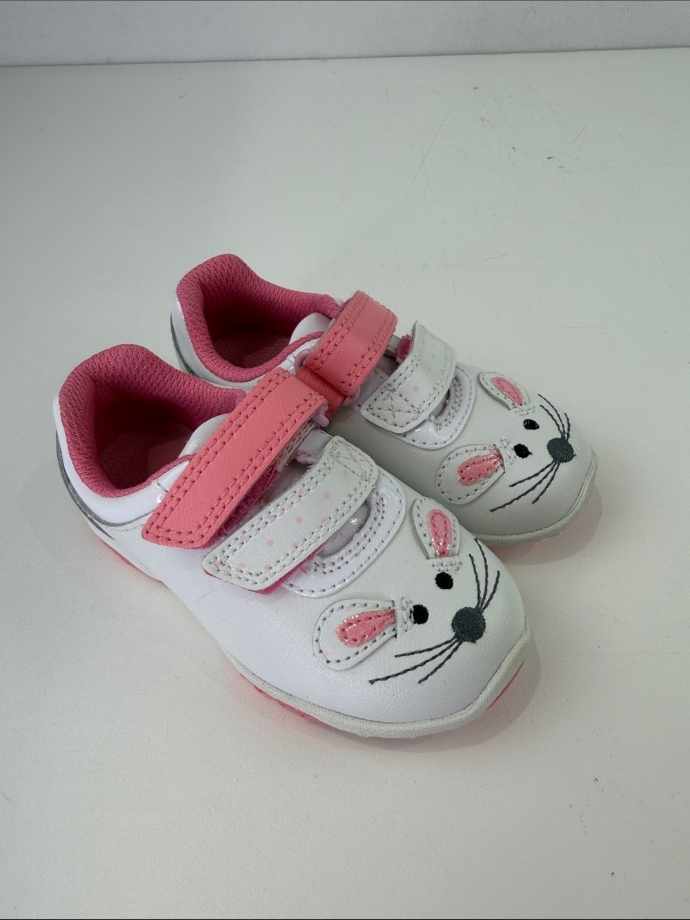 Clarks First Walkers White & Pink Bunny Hook & Loop Sneakers